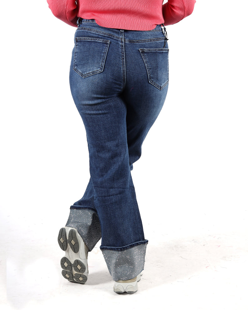 JEANS CON PIEGHE GLITTER