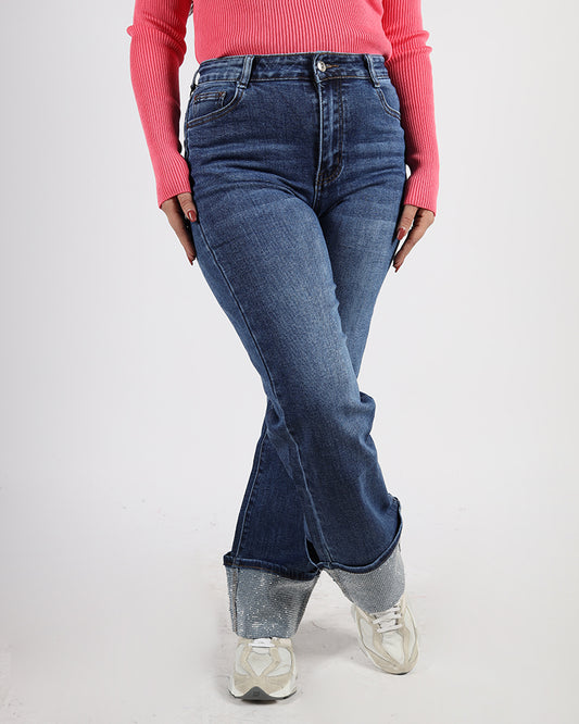 JEANS CON PIEGHE GLITTER