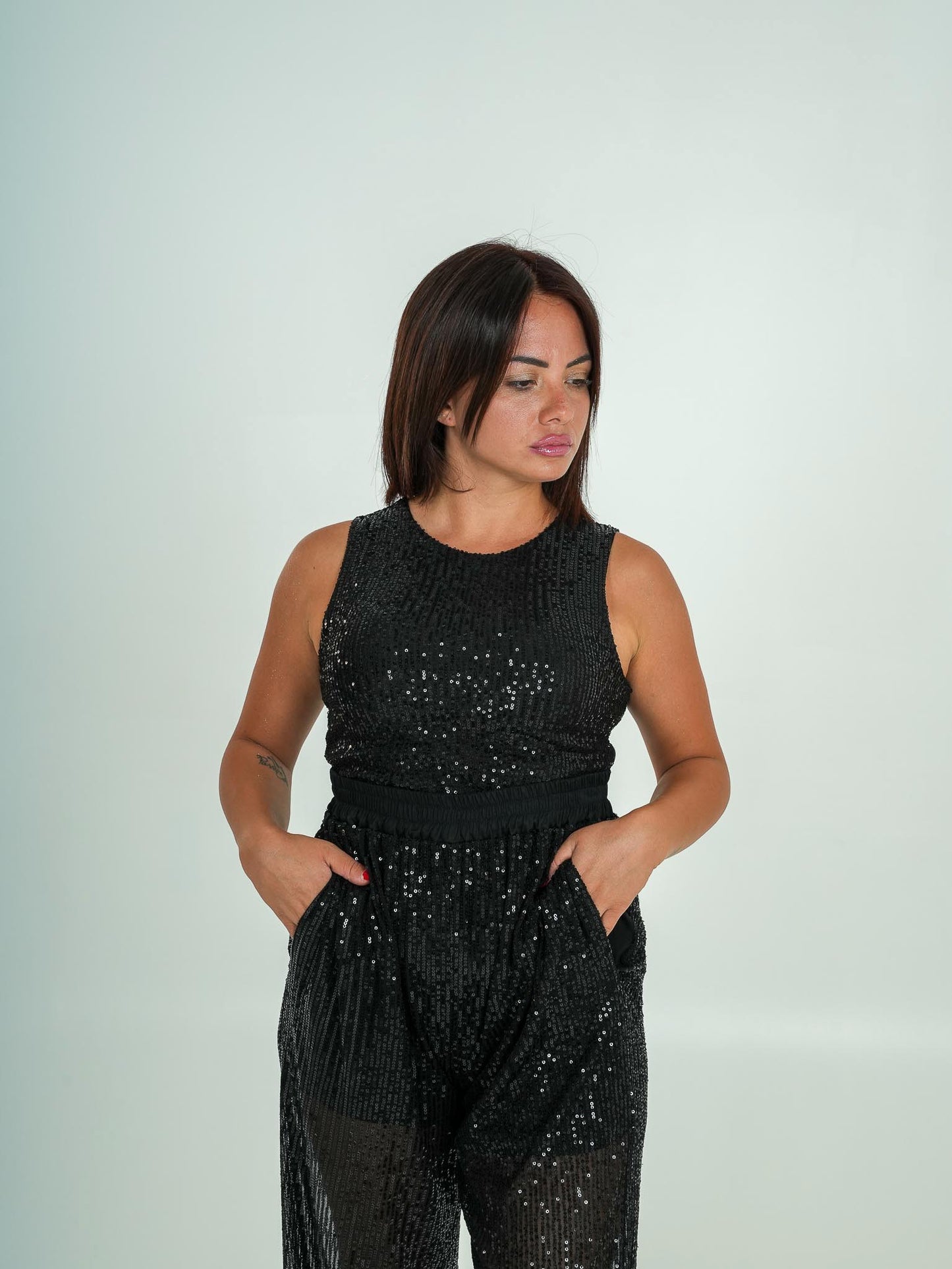 Coordinato Top e Pantalone con Pailettes