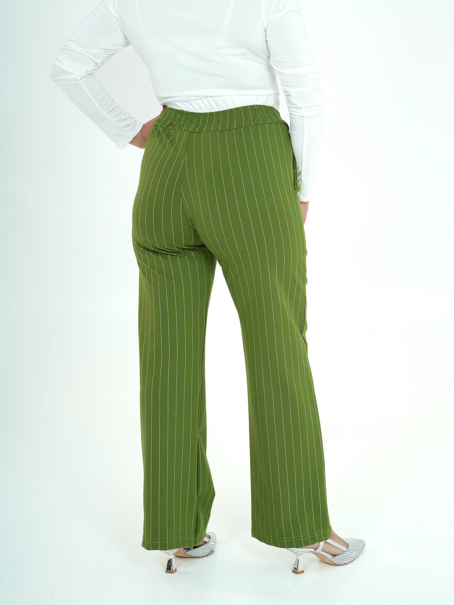 Pantaloni classici con elastico bianco