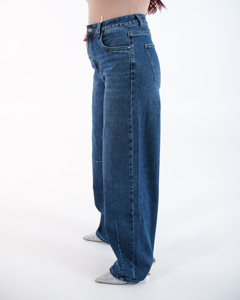 JEANS SCURO A PALAZZO