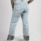 JEANS CON PIEGHE LEOPARDATE