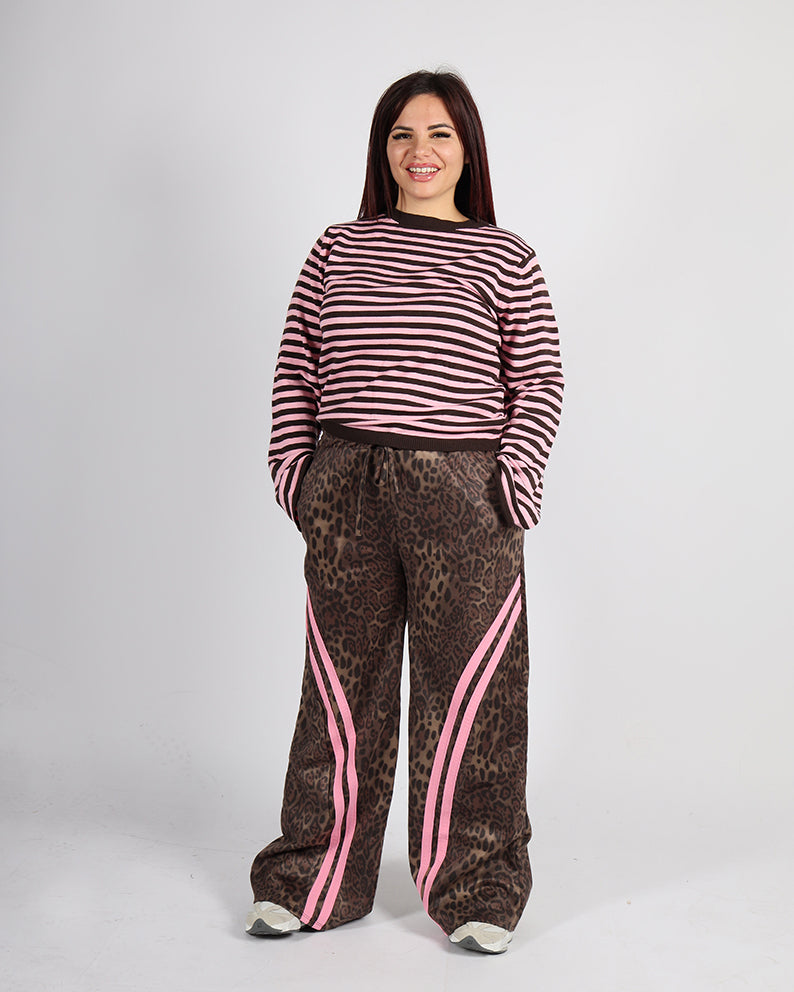 COORDINATO RIGHE LEOPARD