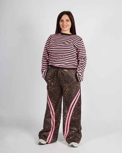 COORDINATO RIGHE LEOPARD