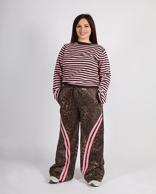 COORDINATO RIGHE LEOPARD