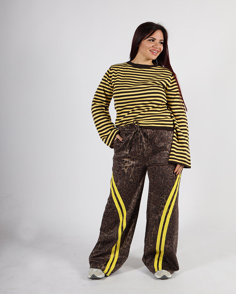 COORDINATO RIGHE LEOPARD