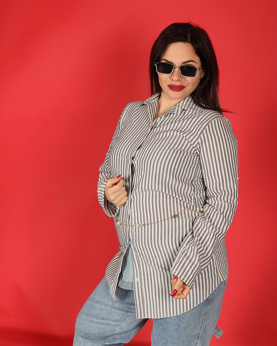 CAMICIA RIGHE PERLA